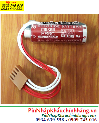 Maxell ER6C (Zắc 4holes), Pin nuôi nguồn Maxell ER6C Lithium Thionyl Chloride 3.6v 1800mAh, Xuất xứ Nhật 
